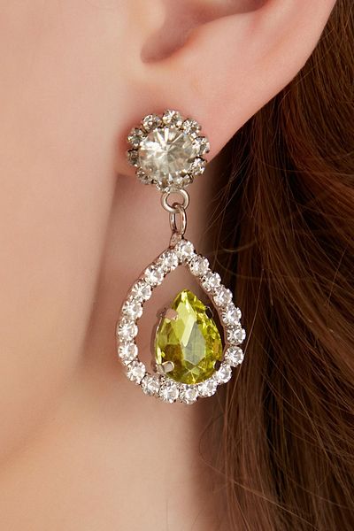 Furtek Aksesuar Women's Radiante Yellow Model Zircon Stone Silver Evening Dress Dangle Wedding Engagement Party Prom Daily Earrings