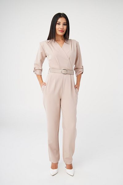 Hipo Trend Beige Casual Belted Jumpsuit