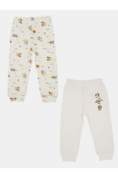 LC Waikiki LUGGİ BABY Elastic Waist Printed Baby Boy Tracksuit Bottom 2-Piece