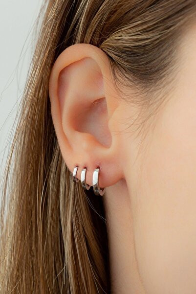 Silvano Jewelry 925 Ayar Gümüş 3'lü Halka Set Küpe