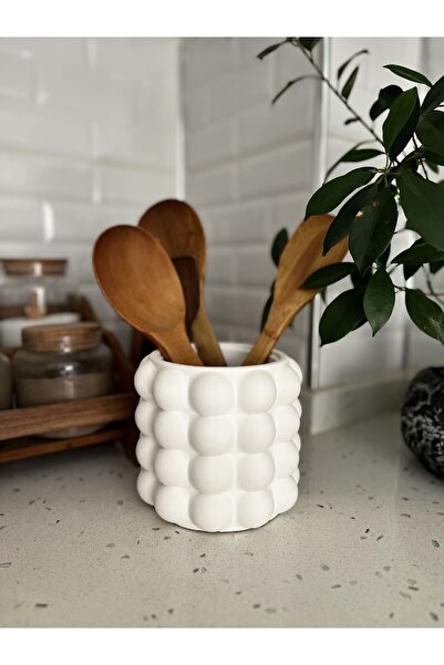 ThreeT Βεντοστιλέτα από σκυρόδεμα (Bubble Counter Top Upright Spoon Rest Organizer White)