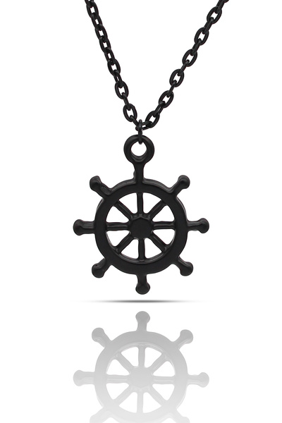 kolbi قلادة بحار موديل Rudder - لون أسود مع سلسلة كلاسيكية