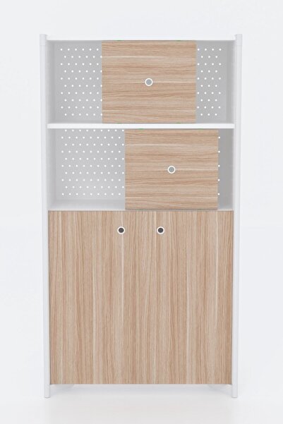 Bürotime Stack Dosya Dolabı Melamin Dört Bölmeli Sürgü Kapaklı Perfore Sac 44*80