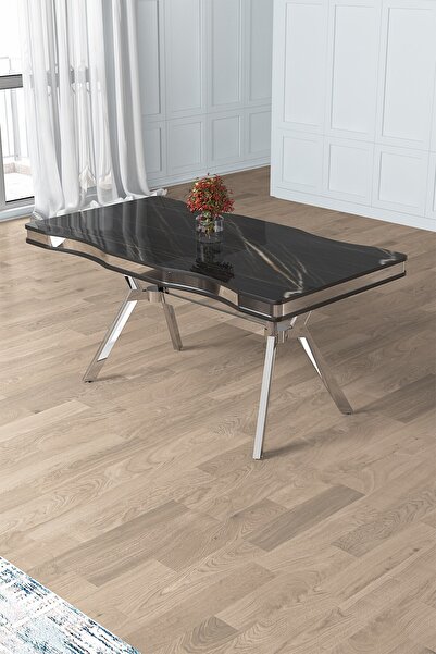 Canisa Sonata 90x160 Lak Panel Yemek Masası Krom Ayak