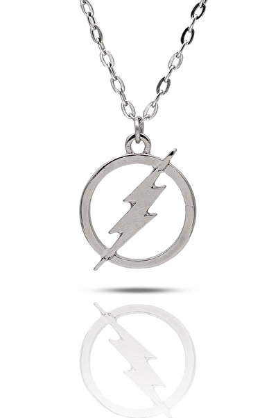 kolbi قلادة فلاش لايتنينج - فضية اللون كلاسيكية مع سلسلة