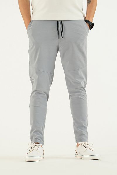 REYNARD Pantaloni de jogger slimfit slimfit pentru bărbați, gri deschis, cu buzunare laterale, cu șireturi, cu talie elastică
