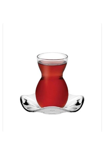 Paşabahçe 96574 Lace Tea Set - 140 Cc, 12 Pieces, 6 Tea Cups and Saucers