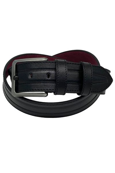 Süzer Deri 4.5 cmSports Faux Leather Stitched Model Men's Belt Black