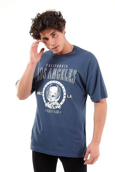 Mad&Calf Unisex Oversize Los Angeles Printed Smok T-shirt