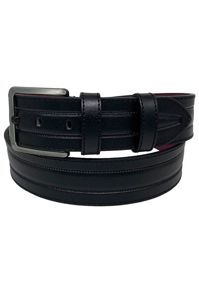 Süzer Deri 4.5 cmSports Faux Leather Stitched Model Men's Belt Black