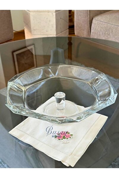 Paşabahçe Busayhome Nude Reflection Serisi Cam Kristal Ayaklı Servis Tabağı, Sunumluk, Sunum Tabağı 32x9.6 Cm