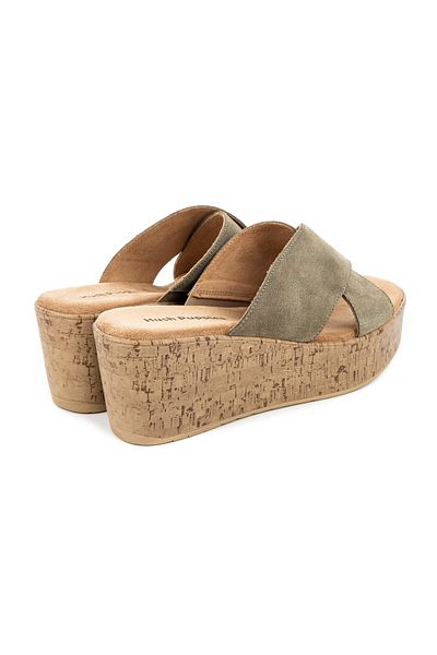 Hush Puppies Green Anatomical Sole Genuine Leather Women's Slippers - Wedge Heel Couch ( 624230 )