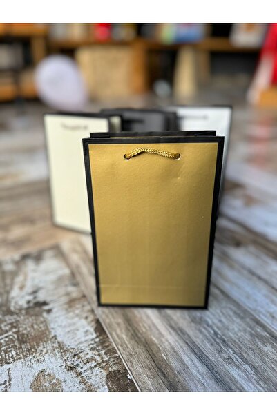 demontecraft 4 أكياس من الورق المقوى بإطار أسود ذهبي - 11x16x5