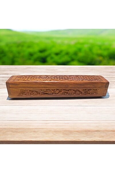 Hanedan Hediyelik Otantik Işlemeli Kapaklı Ahşap Çubuk Ve Konik Tütsülük