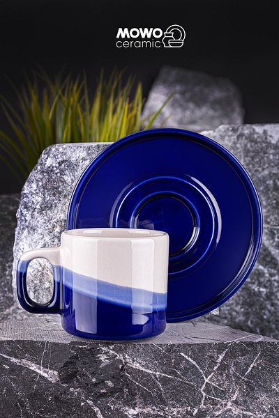 Mowo Home Turkish Coffee Espresso Cup - Cobalt Color, 2 Packs of Gift Coffee Cups