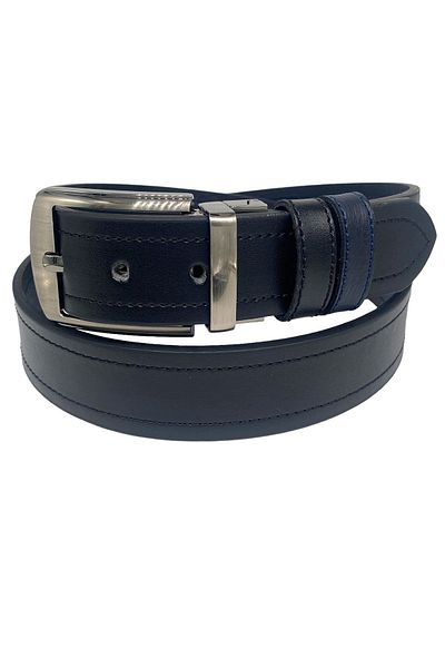 Süzer Deri 4 Cm Double Sided Artificial Men's Belt Black/Navy Blue (Suitable for Jeans and Canvas)