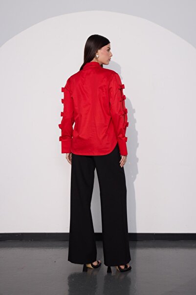 NOK İSTANBUL Chic Bow Fiyonklu Gömlek Kırmızı