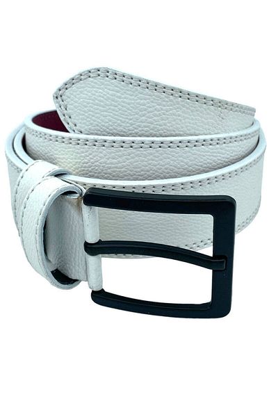 Süzer Deri Λευκό Faux Leather Double Stitched Model 4 cm Sports Belt - 9016-10-22rl