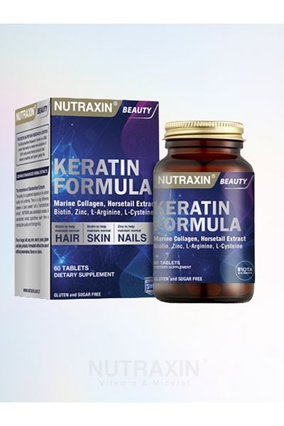 Nutraxin Keratin Formula 60 Tablets - Food Supplement + 1 Piece 100 ml Facial Cleansing Gel