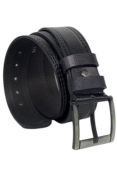 Süzer Deri 4.5 cm Sports 100% Genuine Buffalo Leather Luxury Belt with Black Stitching Pattern