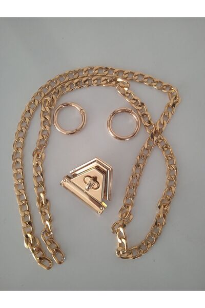 MİR Gold Chain Set - 1 Meter Chain and Two Rings