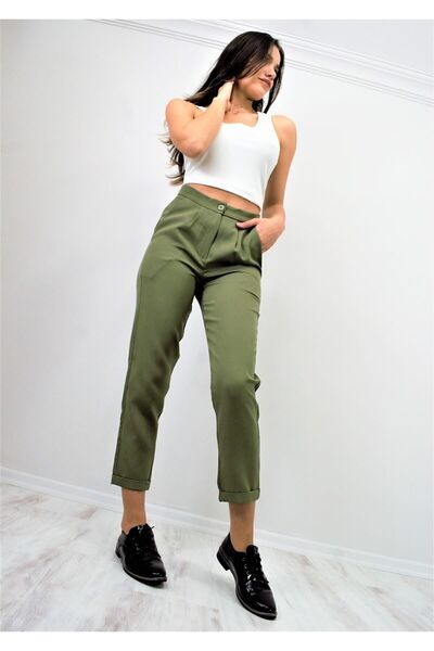 Pasaklı Giyim Жіночі штани з кишенями, подвійними штанинами, вузьким кроєм і плісированими штанинами 3173220