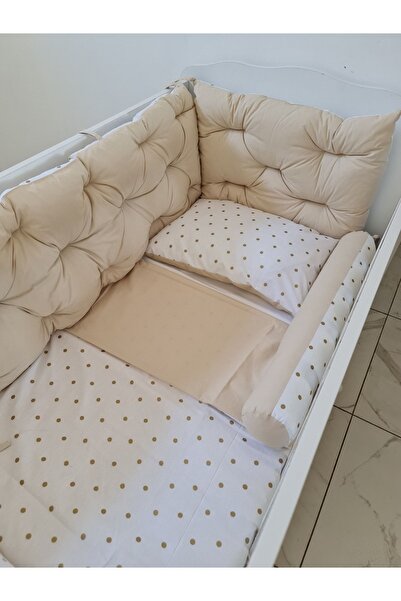 babynestdunyasi حماية جانبية لسرير الأطفال ذهبي مقاس 60 × 120 بارتفاع 45 سم