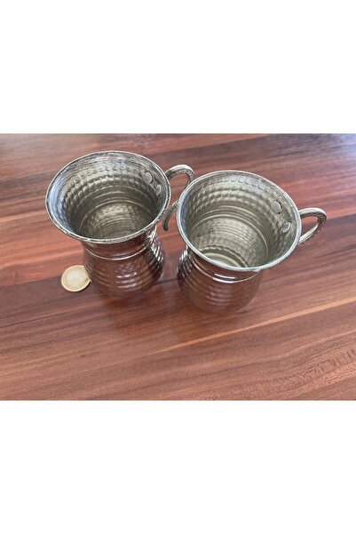 antepistachios 2 Pieces Large Size Copper White Mug Ayran Beverage Cup