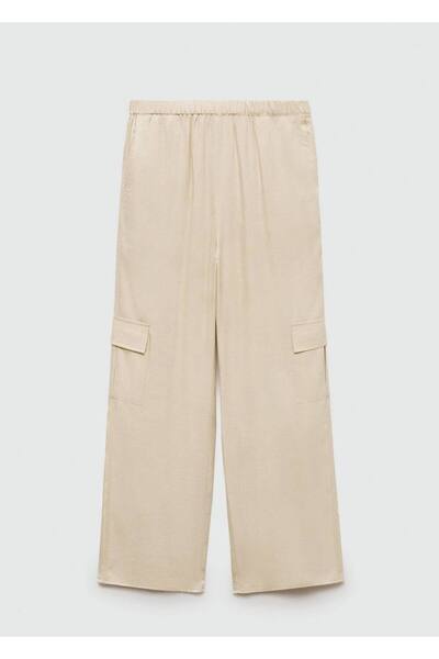MANGO Woman Kargo cepli düz pantolon