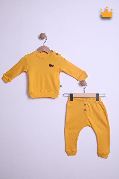 Babyhola Begi %100 Pamuk Düğmeli Sweat Pantolon Takım 23631