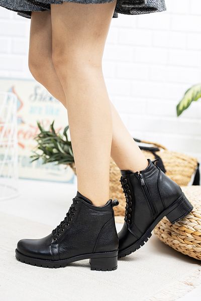 Deripabuc Genuine Leather Black Women's Leather Boots Dp46-1611