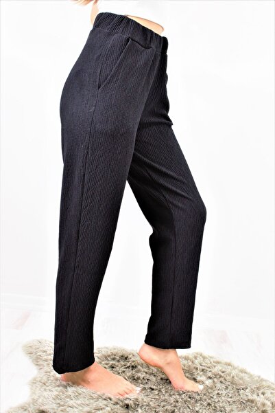 Pasaklı Giyim Ženske crne Mekane teksture visokog struka, elastične pantalone...