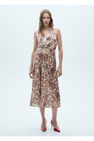 MANGO Woman Patterned bow dress