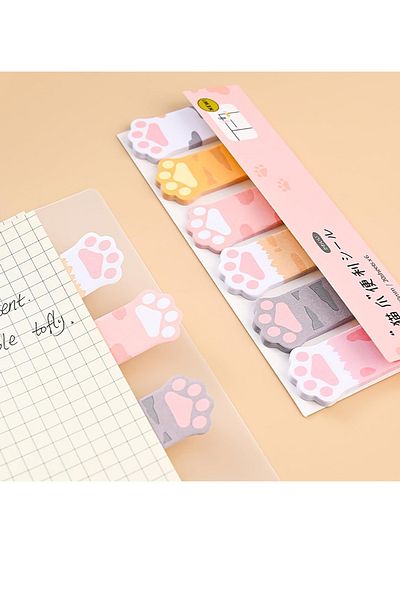 NaSaDAN 120 Sheets of Paw Adhesive Note Paper - Postit Bookmark