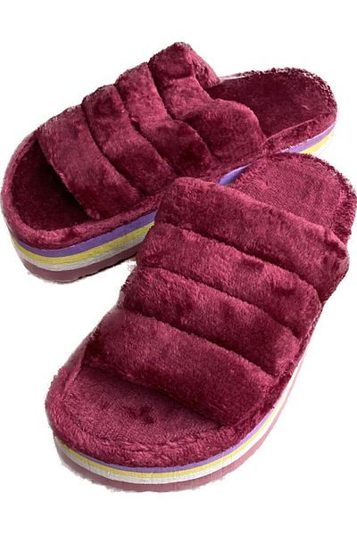 Cross Women's Colorful Plush Fluffy Comfortable Sole Home Slippers
