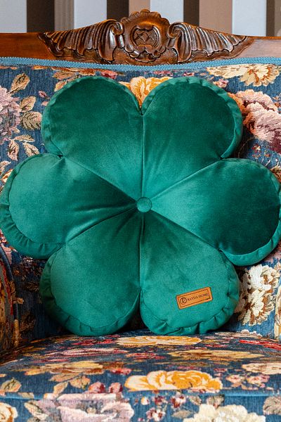 Rayda Home Decorative Green Color Inner Filled Throw Pillow Flower Pillow 42*42 Cm