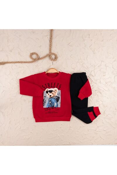 Jabi الدب المطبوع 1-2-3-4 نسيج سميك أثار الشتاء طفل رضيع و طفل أسفل أعلى مجمو...