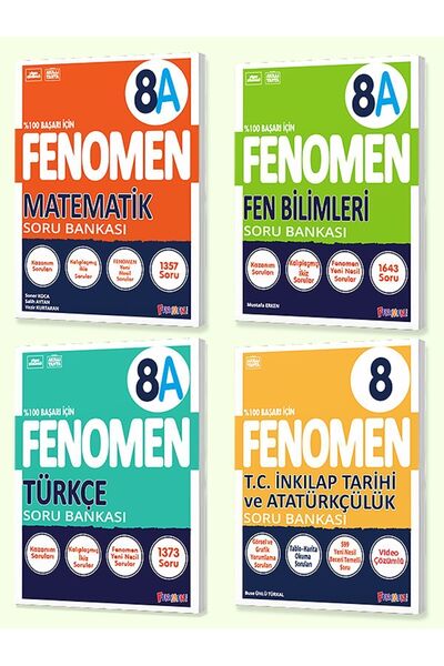 Fenomen Yayıncılık Fenomen 8. Sınıf 4'lü Set 2025 (MatematikA, FenA, Türkçe, ...