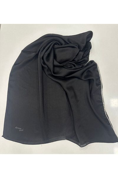 abde Black Thin Cashmere Design Shawl (Silver Stone)