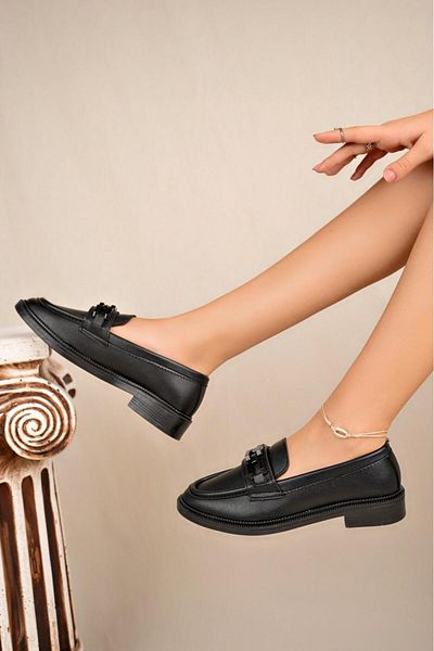LZ SHOES Черни дебели подметки - бизнес офис ежедневни ортопедични дамски мокасини