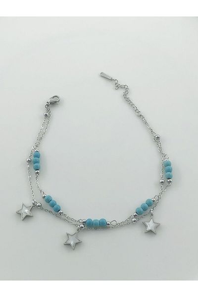 DS DİAMONDSHOP Star Model Steel Anklet - Byçhl- 202409931
