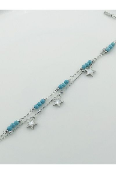 DS DİAMONDSHOP Star Model Steel Anklet - Byçhl- 202409931