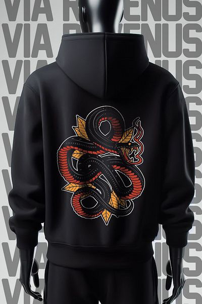 Vordevia Φούτερ με κουκούλα με φαρδιά εφαρμογή Black Snake - 3 νήματα