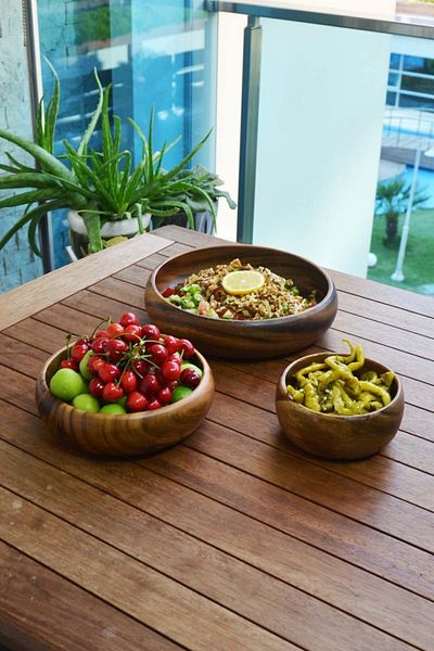 SepetçiBaba Bellalinda - Acacia 3 Piece Bowl and 4 Piece Snack Bowl Set
