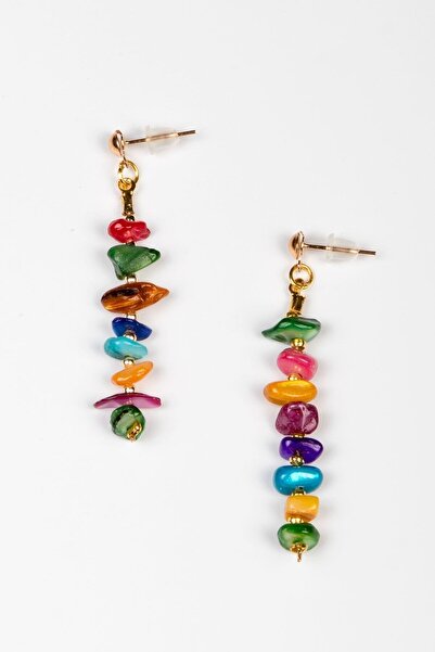 Lila Rosa أقراط عرقية أصلية مع تفاصيل من الحجر الطبيعي