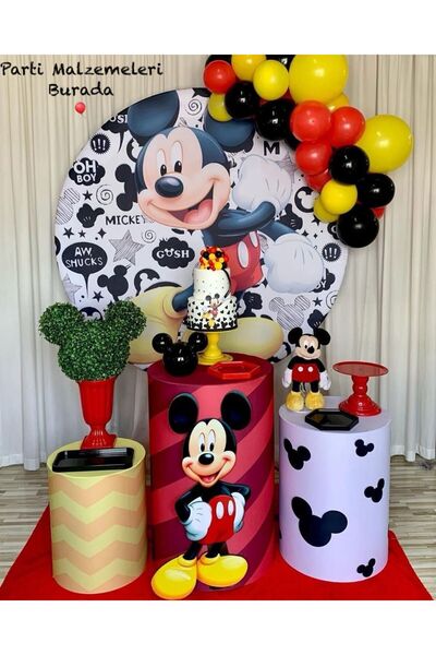 Partimalzemeleriburada 30 'lu Sarı Kırmızı Siyah Mickey Mouse Doğum Günü Balo...
