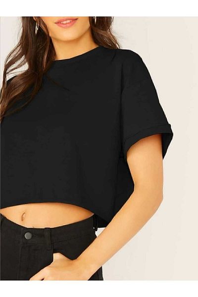 Seyyar Tricou tricotat crop cu decolteu