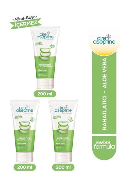 CIRE ASEPTINE كريم الصبار البريبيوتيك - لليدين والوجه والجسم 200 مل 3 قطع