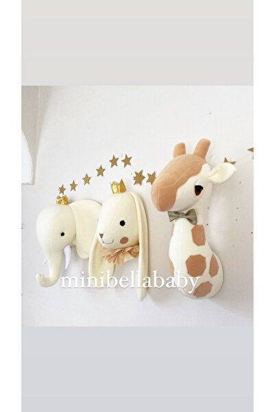 minibellababy üçlü set tavşan fil zürafa çocuk  odası dekorasyonu