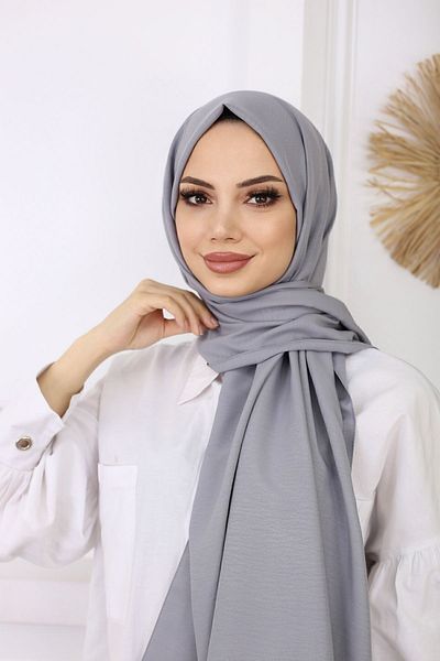 HAR-UM Ticaret حجاب نسائي قطن كراش جاز شال رمادي فاتح